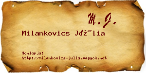 Milankovics Júlia névjegykártya